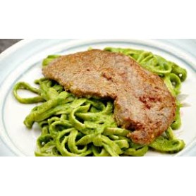 Menu Tallarines verdes con milanesa y crema